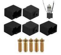 Lot de 5 buses de 0,4 mm et base en silicone pour Anycubic Kobra 3 Combo, 5 buses en laiton et 5 chaussettes en silicone Anycubic Kobra 3 Combo, accessoires d'imprimante 3D, kit de buse Barss pour