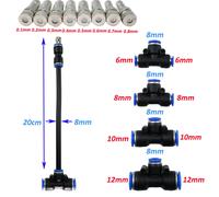 Lot de 5 buses de pulvérisation flexibles à connexion rapide 0,1-0,8 mm avec raccords en T 6/8/10/12 mm pour système d'irrigation de jardin et de serre 6mm 5 pcs 0.4mm
