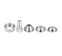 Lot de 5 buses de pulvérisation texturées en acier inoxydable | Kit d'orifice avec embouts de 1,9 cm | Collier fileté et entrée d'air pour trémie | Stuc mural et plafond orange