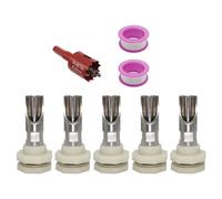 Lot de 5 buveurs de tétons robustes en acier inoxydable pour cochons faciles à installer avec connecteurs en laiton