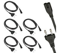 Lot de 5 Câbles d'alimentation Universel 2 pôles, Prise Secteur EU Type C vers Prise Double Femelle Type C7 - pour TV, Console de Jeux, Lecteur DVD-Blu-Ray, PS3, PS4, PS5, Xbox - 1,80m - Noir