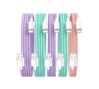 Lot de 5 câbles de charge rapide pour iPhone 14/13/12/11/Mini/Plus/SE/XS/X/Pad - Rose/violet/vert/violet/vert