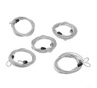 Lot de 5 câbles de verrouillage en acier tressé de 2 m avec double boucle pour la sécurité du vélo, outils, tondeuses à gazon et équipements d'extérieur (argent)