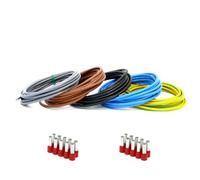 Lot de 5 câbles flexibles H07V-K 1 m (noir, gris, marron, bleu, vert/jaune) - 10 mm² - Avec embouts de câble 10 mm² - Pour armoire de compteur - Lot de 5 x 1 m et 20 AEH