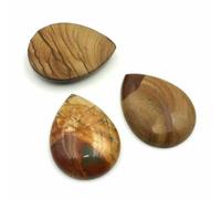 Lot de 5 cabochons en forme de goutte d'eau, 30 x 40 mm, pierre naturelle d'améthyste, pour bijoux, pendentifs, boucles d'oreilles, broches, accessoire