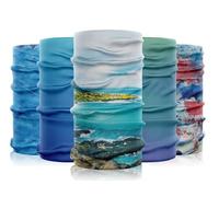 Lot de 5 Cache Cou Col Visage Couvre-Chef Modo Ete Bandana Tube Homme Femme Soie Glacee Cagoule Tour de Cou Elastique Respirant Fraicheur Glace Anti-solaire Sport Velo Vintage Cadeau (Bleu)