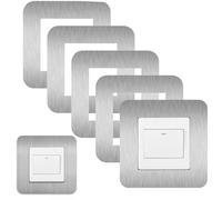 Lot de 5 caches d'interrupteur pour interrupteur - Plaques d'interrupteur - Autocollants pour interrupteur - Décoration murale pour interrupteur mural (8,6 x 8,6 cm, argenté)