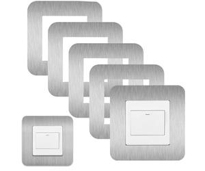 Lot de 5 caches d'interrupteur pour interrupteur - Plaques d'interrupteur - Autocollants pour interrupteur - Décoration murale pour interrupteur mural (8,6 x 8,6 cm, argenté)