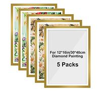 Lot de 5 cadres magnétiques pour peinture au diamant - Pour mur, fenêtre, porte, décoration d'intérieur - 30 x 40 cm - Doré