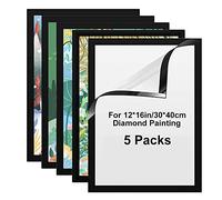 Lot de 5 cadres magnétiques pour peinture diamant 30 x 40 cm, cadre photo autocollant pour mur, fenêtre, porte, décoration d'intérieur (noir)