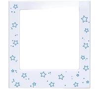 Lot de 5 cadres photo magnétiques carrés imprimés UV, motif cœur et étoile pour photos carrées, matériau ABS, aimants puissants et colorés (étoile creuse bleue)