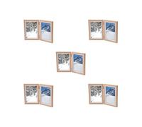 Lot de 5 cadres photo pliables en bois pour table, entrée, salon, marron, double pliage, 15,2 cm