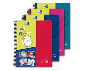 Lot de 5 cahier OXFORD Euro 4 Write & Erase School Classic TE A4+ 120 h 5 x 5 cm avec inscription.