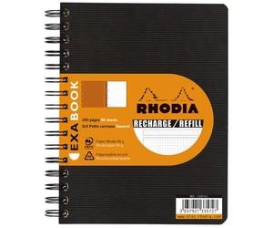 Lot de 5 Cahier recharge Exabook A5+, 160p./80 feuilles microperforées 80 g/m² reliure intégrale, perf. 6 trous, quadrillé 5x5 + cadre
