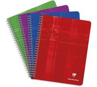 Clairefontaine 68761C Lot de 5 Cahiers à Spirale - 17x22 cm - 180 Pages Grands Carreaux - Papier Blanc 90 g - Couverture Carte Pelliculée - Couleurs Aléatoires