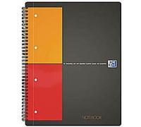 Lot de 5 Cahiers NOTEBOOK spirales, 160 pages perforées 80g, quadrillé 5x5, Format 21 x 31,8 cm, Couverture polypro gris G