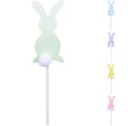 Lot de 5 cake toppers lapin, décorations de gâteau en papier aux tons pastel, avec queues pompon, pour fête, Pâques, anniversaire, décoration de dessert et de cupcakes