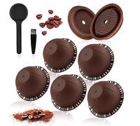 Lot de 5 capsules de café Vertuo réutilisables, 230 ml, compatibles avec les machines à café Nespresso Vertuo et VertuoLine, avec 2 couvercles de capsules de café réutilisables, cuillère et brosse