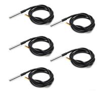 Lot de 5 capteurs pour Raspberry Pi - Sonde étanche de haute précision avec boîtier en acier inoxydable, câble de 100 cm, plage de -55 à +125 °C, compatible avec bricolage