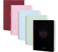 Lot De 5 Carnets À Spirales A5 Avec Motif Marbré Et Floral,Papier Épais 100 G/M²,Journal Ligné De 8 Mm,Journal À Spirale Pour Étude Et Notes.[M231]
