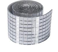 Lot de 5 carreaux mosaïque carrés en verre auto-adhésifs, feuille miroir argentée for bricolage, artisanat, autocollant mural Pour DIY Artisanat Décoration(Gold)