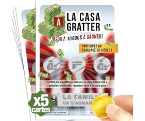 Lot de 5 Cartes à Gratter Annonce Grossesse - Message La famille va s'agrandir - Cadeau papi mamie tonton tata papa (Casa A Gratter x5)