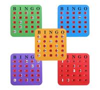 Lot de 5 cartes de bingo - Fenêtre coulissante - Taille portable - Structure durable renforcée avec facile à lire - Jeu de pensée logique pour voyages, camping, réunions à domicile