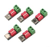 Lot de 5 cartes de déclenchement USB-C PD 100 W Fast Charge Decoy Board Tension réglable 4 V à 22 V via interrupteur DIP pour PD3.0 pour protocoles qc3.0 BC1.2 Métal plastique composants électroniques