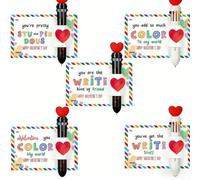 Lot de 5 cartes de Saint-Valentin avec stylos rétractables multicolores, 14 x 9 cm, cartes de vœux inspirantes pour amis, camarades de ollègues, ensemble d'écriture colorée pour échange de