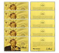 Lot de 5 cartes d'immigration Donald Trump en plastique doré 5 millions de dollars US