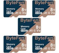 Lot de 5 cartes mémoire TF 8 Go Classe 10 pour lecteur MP3 MP4 E-Reader Streaming Media Player GPS Navigateur Dash Cam Téléphone Tablette