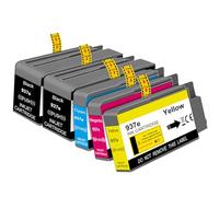 Lot de 5 Cartouches 937XL (avec Puce) compatibles avec HP 937e 937 XL pour HP OfficeJet 9110b 9130b 9120b 9117b 9720 9730 (2 Noir Cyan Magenta Jaune)