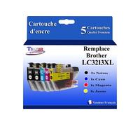T3AZUR - Lot de 5 Cartouches compatibles avec Brother DCP-J497DW, DCP-J572DW, DCP-J772DNW, DCP-J772DW, DCP-J774DW, LC3213, LC3213XL (Noir et Couleur)