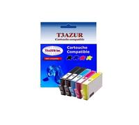 Lot de 5 Cartouches compatibles type T3AZUR pour HP PhotoSmart C5390 (2Bk+1C+1M+1J)- T3AZUR (Noir et Couleur)