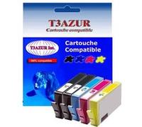 Lot de 5 Cartouches compatibles type T3AZUR pour HP Deskjet 3520 e-All-in-One (2Bk+1C+1M+1J)- T3AZUR (Noir et Couleur) G
