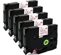 Lot de 5 cartouches de ruban adhésif plastifié compatible avec Brother P-Touch Tze Tz - 12 mm x 8 m - Par ACD.auto TZe-232 Red on White