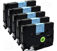 Lot de 5 cartouches de ruban adhésif plastifié compatible avec Brother P-Touch Tze Tz - 12 mm x 8 m - Par ACD.auto TZe-535 White on Blue