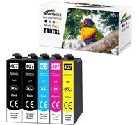 Lot de 5 Cartouches d'encre 407XL compatibles avec Epson 407 407XL pour Workforce Pro WF-4745 WF-4745DTWF