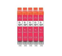 Lot de 5 cartouches d'encre compatibles Canon CLI-521 Magenta pour Pixma IP3600, IP4600, IP4600 X, IP4700, MP540, MP550, MP560, MP620, MP630, MP640, MP640 R, MP980, MP990, MX860, MX880, MX860, MX880