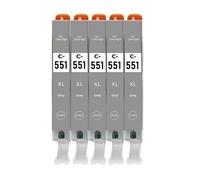 Lot de 5 cartouches d'encre compatibles Canon CLI-551 XL Gris pour Pixma iP8750, iX6850, MG5450, MG5550, MG6350, MG7150, MG7550, MX725, MX925