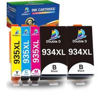 Lot de 5 Cartouches d'encre compatibles pour HP 934 935 934XL 935XL pour Officejet Pro 6830 6230 6815 6835 6812 6820 6220 6810 (2 Noir, 1 Cyan, 1 Magenta, 1 Jaune)