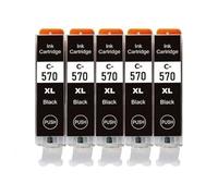 Lot de 5 cartouches d'encre imprimante compatibles Canon PGI-570 BK XL Noir pour Pixma TS5050, TS5051, TS5053, TS5055, TS6050, TS6051, TS6052, TS8050, TS8051, TS8052, TS8053, TS9050, TS9000 55