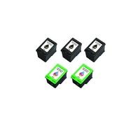 Lot de 5 Cartouches Encre 3 Noirs + 2 Couleurs Remanufacturé avec Hewlett Packard / HP 338 (C8765EE) + HP 344 (C9363EE) Noir couleur