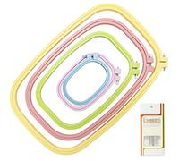 Lot de 5 cercles à broder colorés rectangulaires carrés pour point de croix, outil de couture pratique pour travaux manuels, couture (multicolore), cerceau de broderie Lamxd