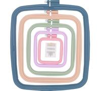 Lot de 5 cercles à broder rectangulaires carrés pour broderie au point de croix - Outil de couture pour artisanat (multicolore) - Avec œillets dorés - Aiguilles à broder