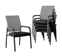 Lot de 5 chaises empilables ergonomiques avec dossier en maille pour bureau, école, église et réception - Siège en tissu rembourré avec soutien lombaire, idéal pour salle d'attente et zones d'invités