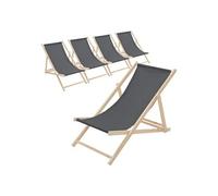 Lot de 5 Chaises Longues Pliantes en Bois Chiliennes, Anthracite, Dossier