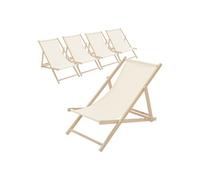 ECD Germany Lot de 5 Chaises Longues Pliantes en Bois Chiliennes, Beige, Dossier Réglable, Beige