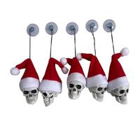 Lot de 5 chapeaux de Père Noël squelette de dessin animé amusants à suspendre pour sapin de Noël, porte de cheminée, décoration d'Halloween, arbre de Noël, tête de mort, accessoires