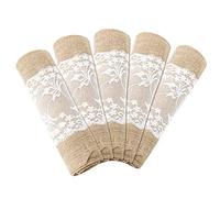 Lot de 5 chemins de Table en Toile de Jute avec Dentelle, Chemin de Table Naturel, décoration de Table de Mariage Vintage, 30 cm de Large, Rouleau de 275 cm de Long